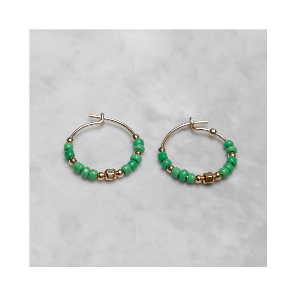 Green Bead Hoops