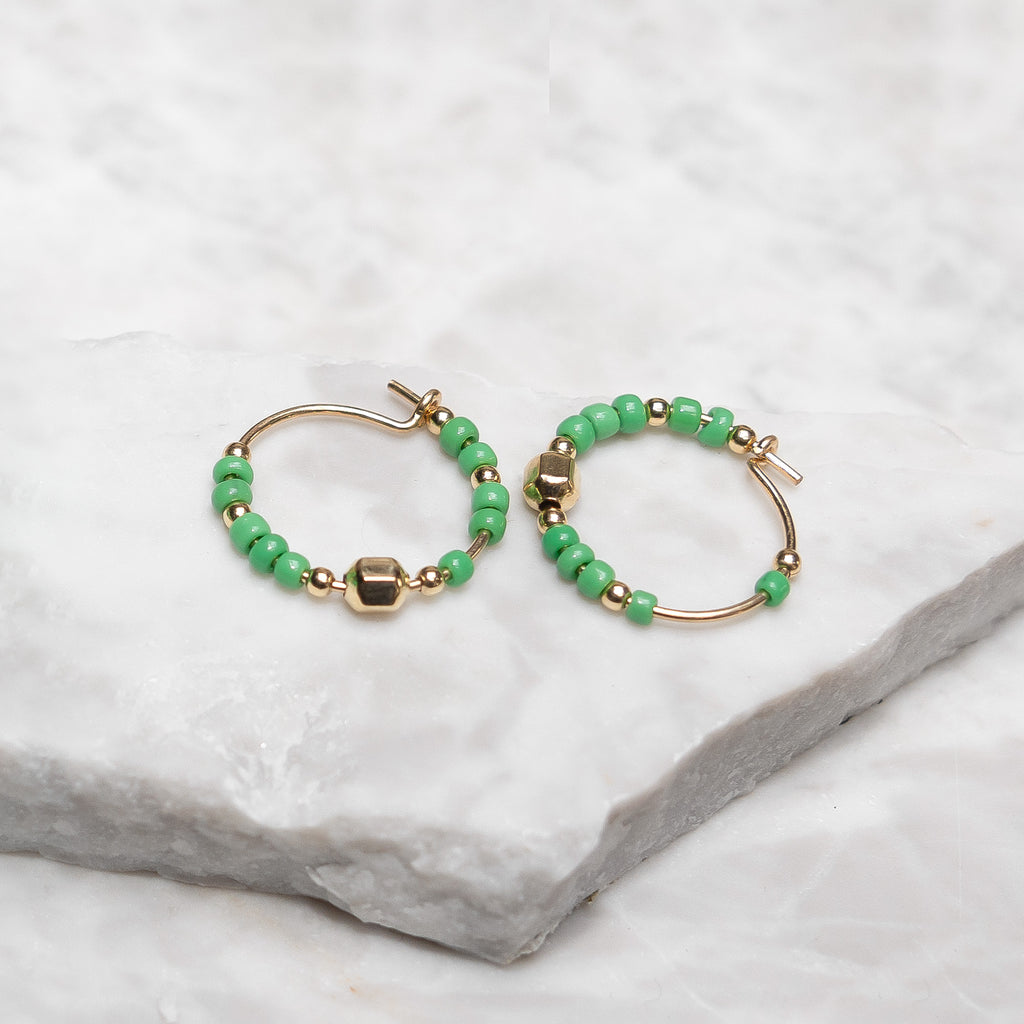 Green Bead Hoops
