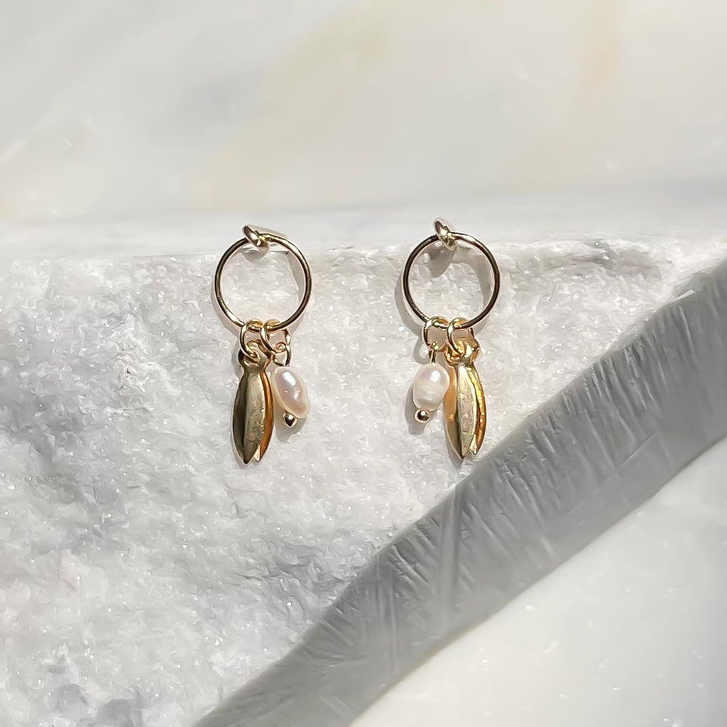 Rice Pearl & Circle Studs