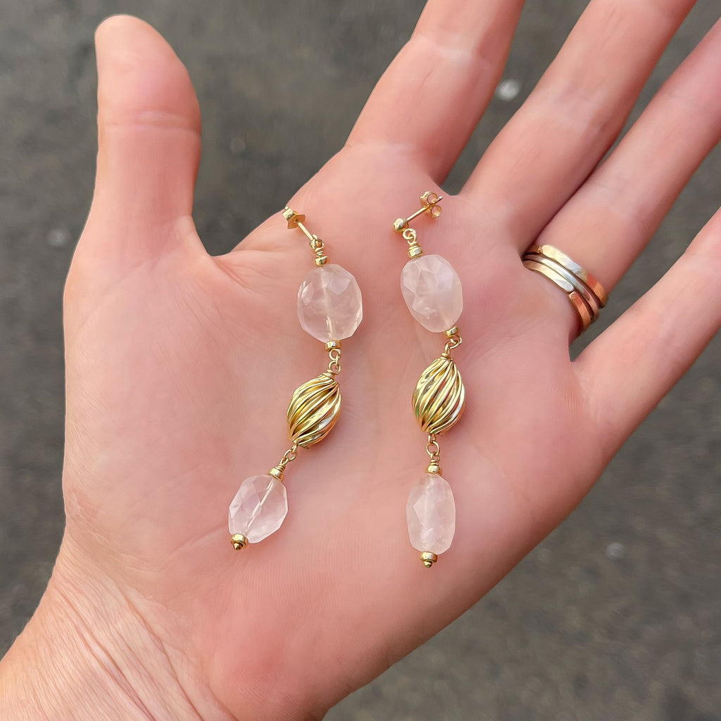 Rose Quartz Stament Earrings