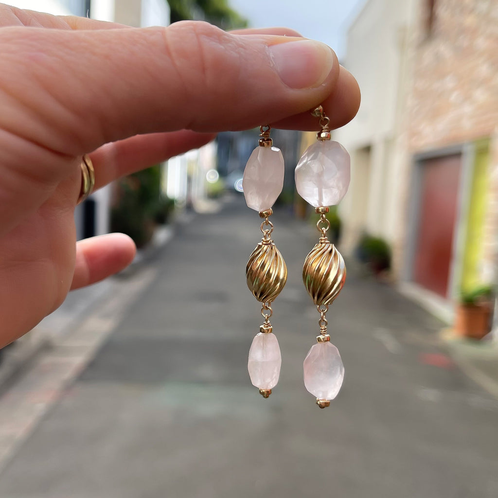 Rose Quartz Stament Earrings