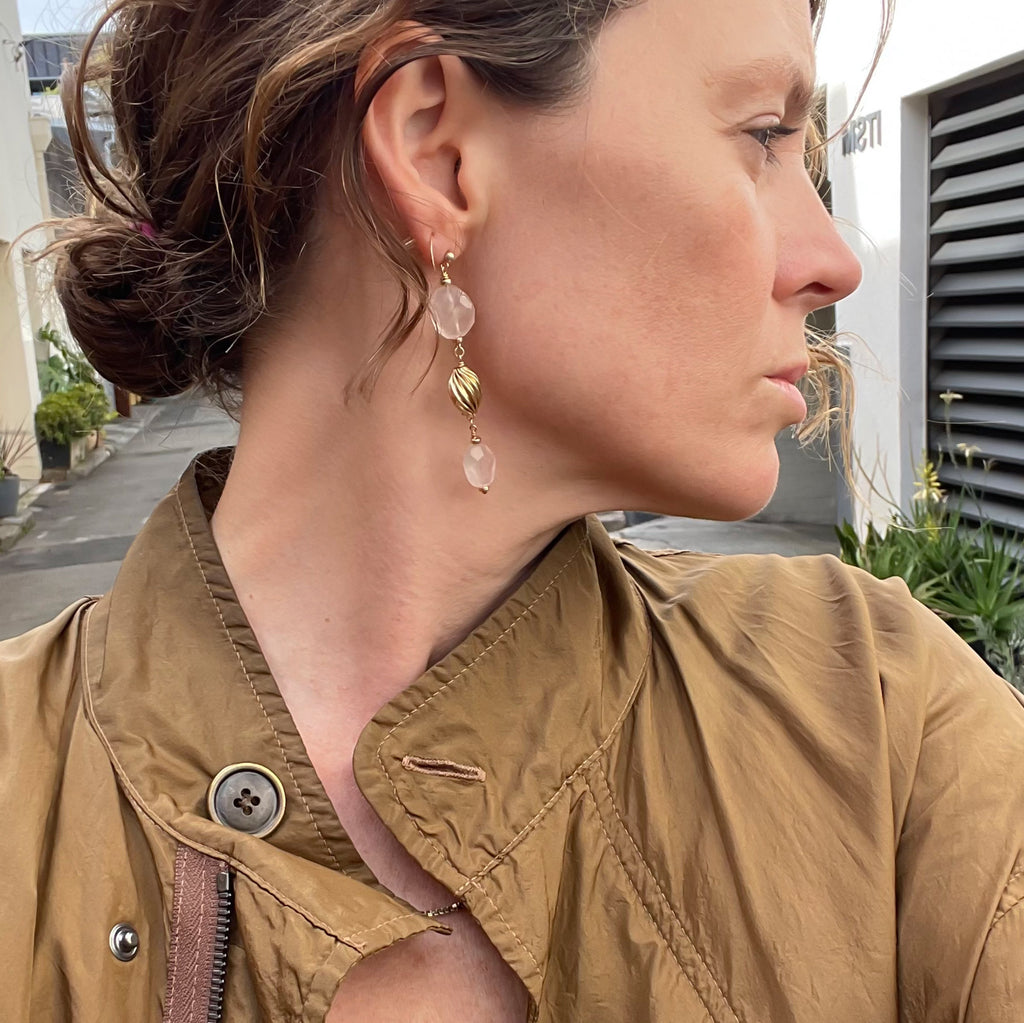 Rose Quartz Stament Earrings