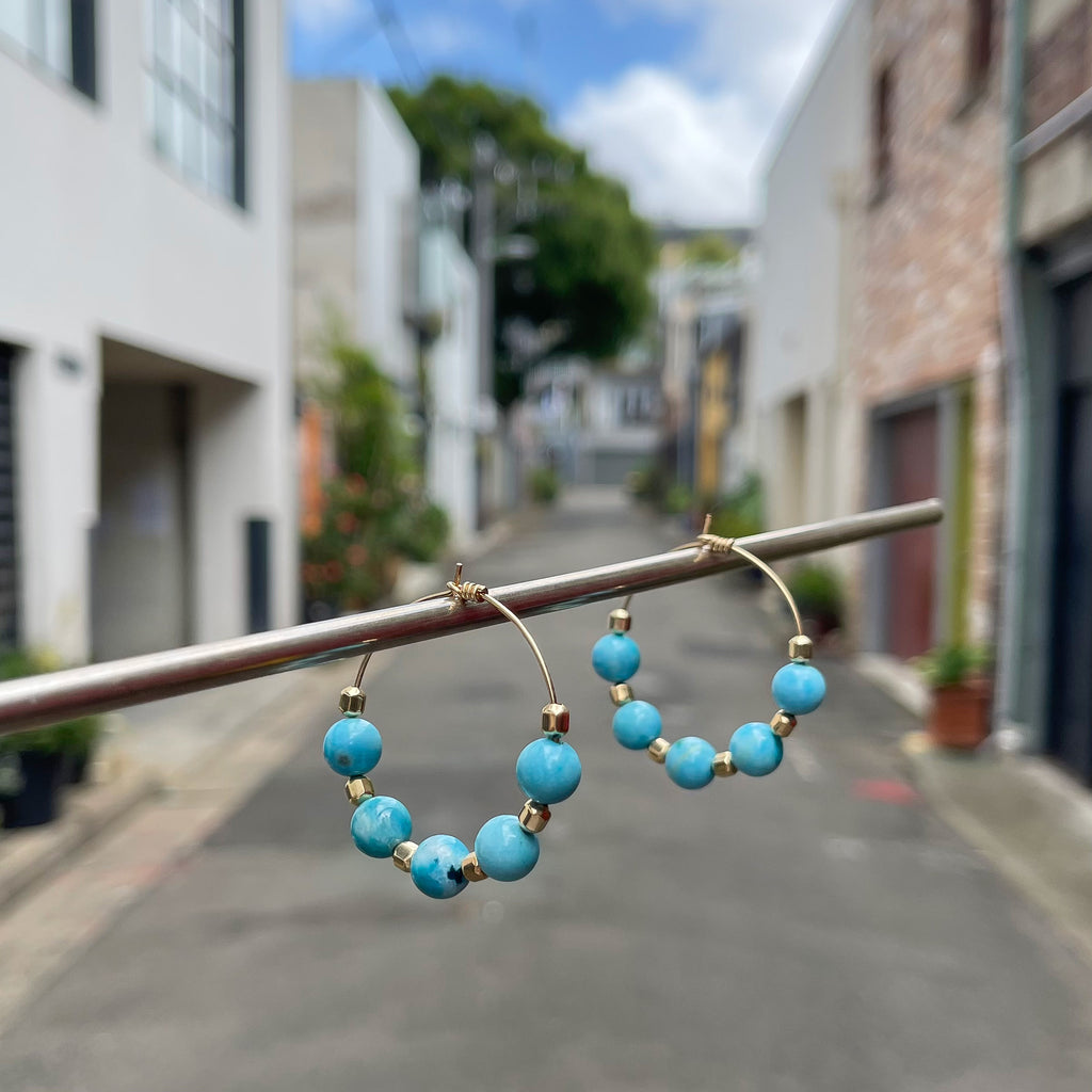 Blue Chalcedony Hoops
