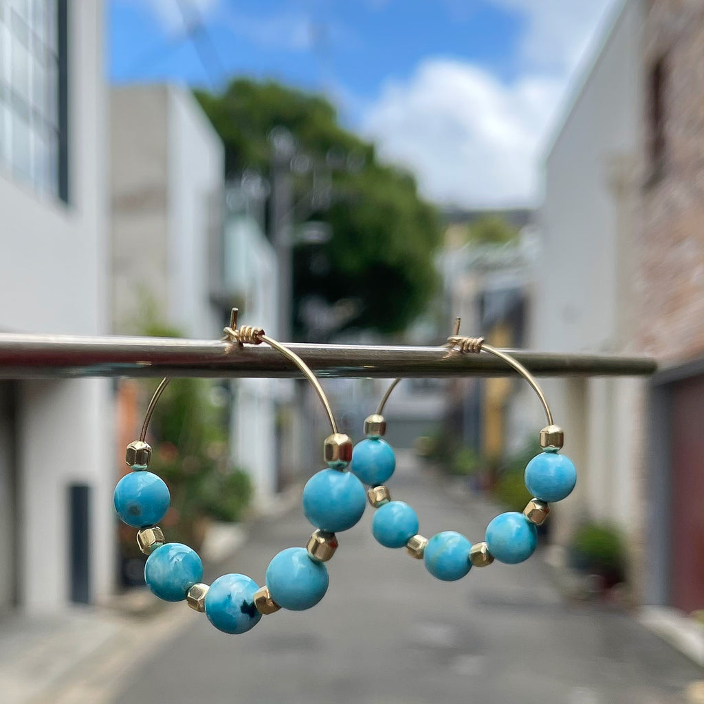 Blue Chalcedony Hoops
