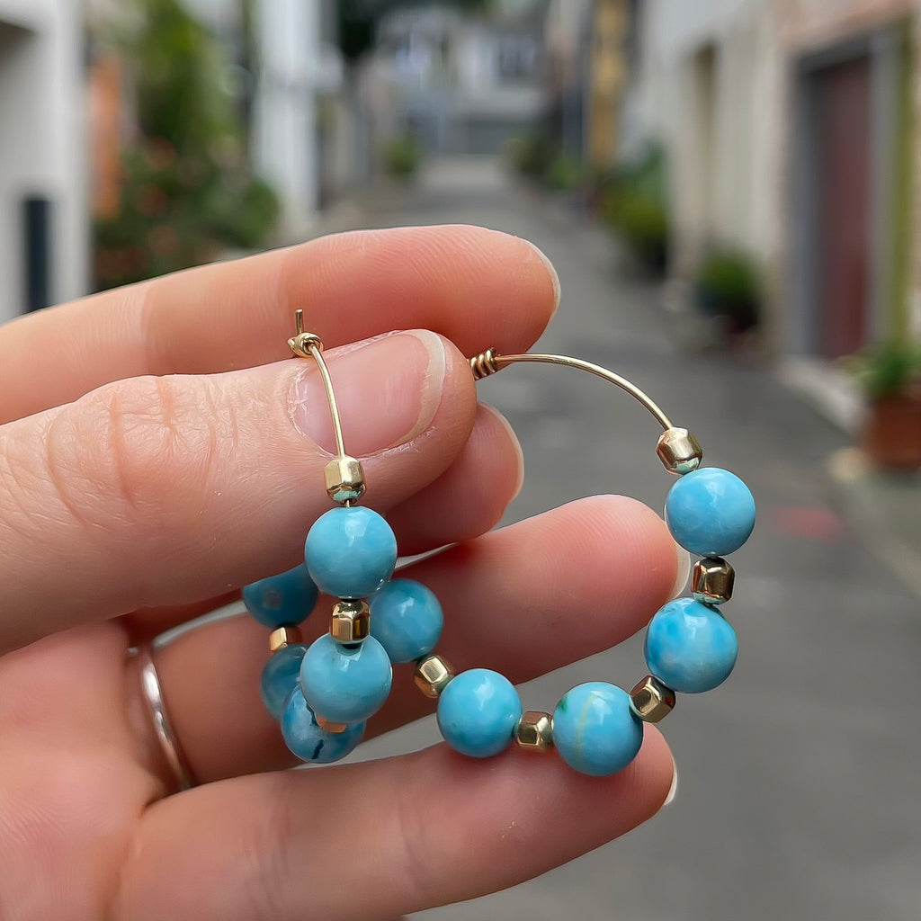 Blue Chalcedony Hoops
