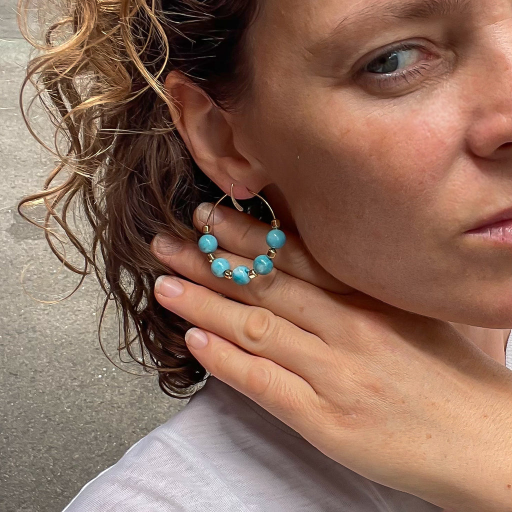 Blue Chalcedony Hoops