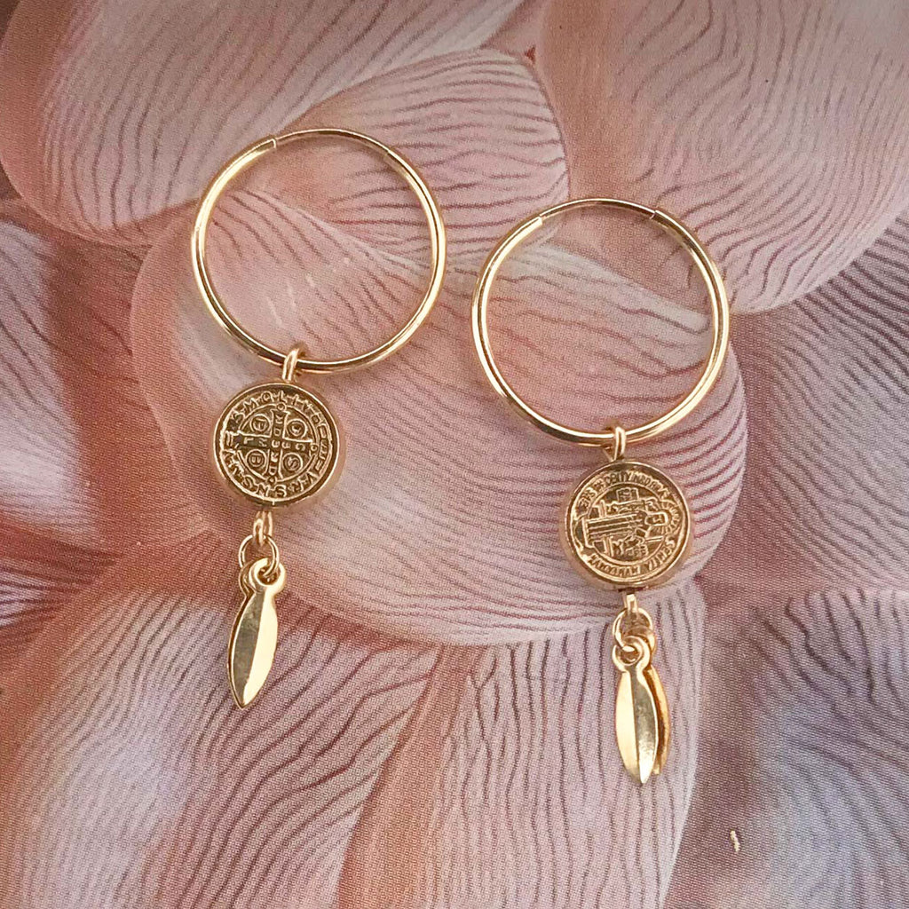 Medallion Charm Hoops