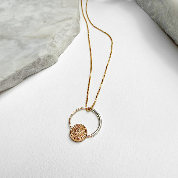 Amy Tamblyn Saint Benedict Coin Necklace