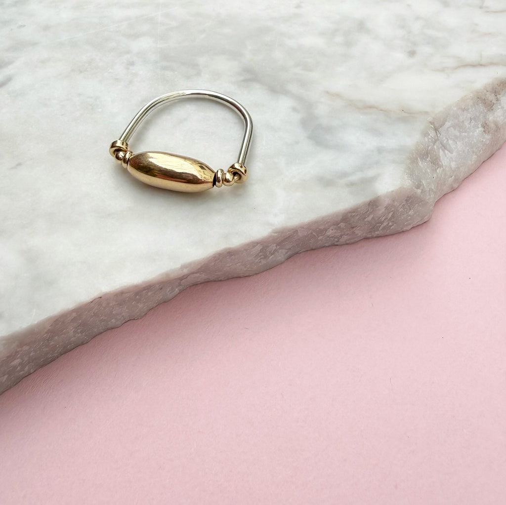 Gold Barrel Bead Ring