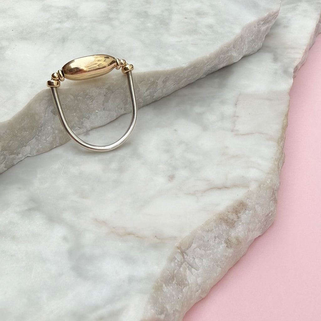 Gold Barrel Bead Ring