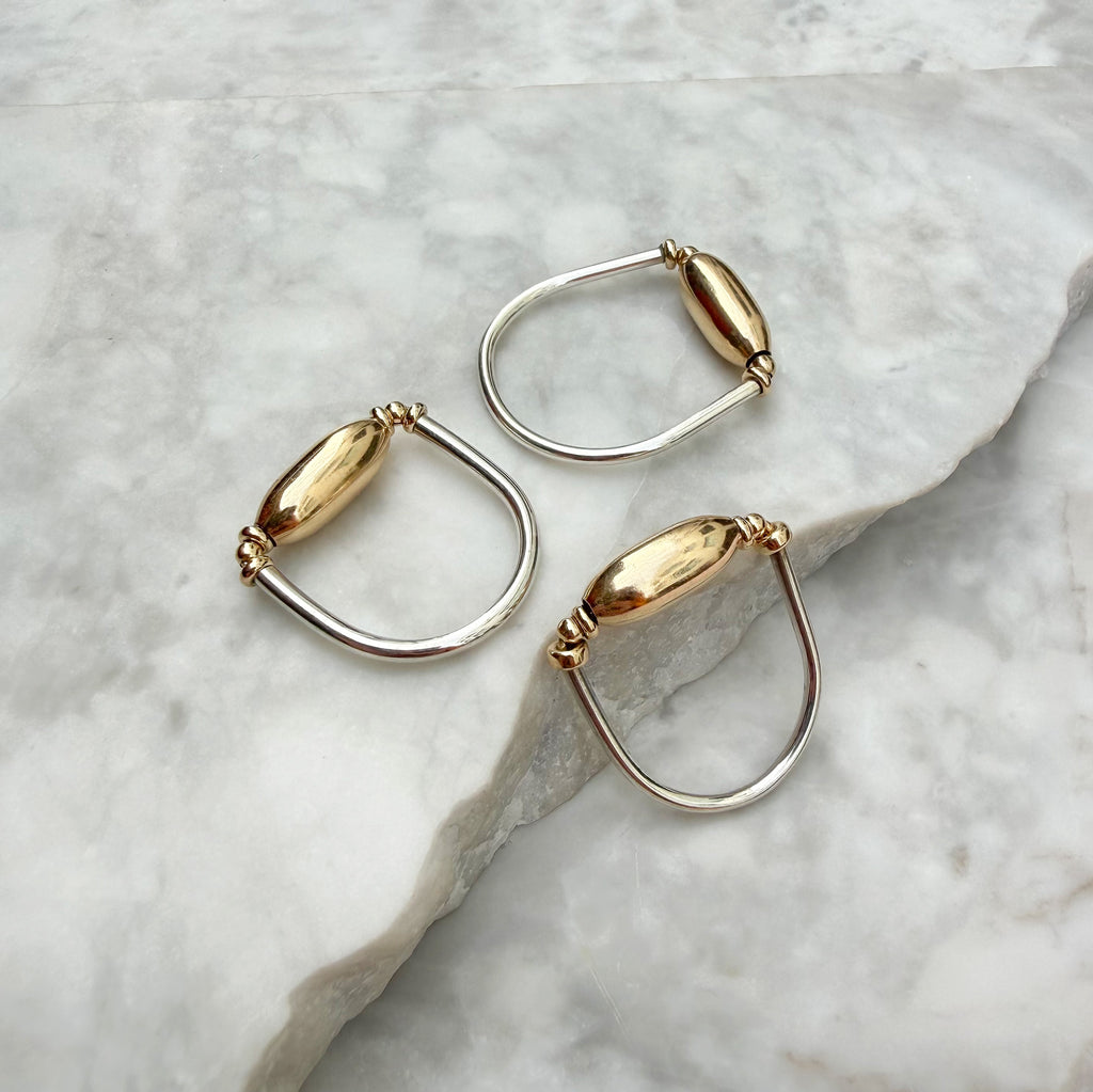 Gold Barrel Bead Ring