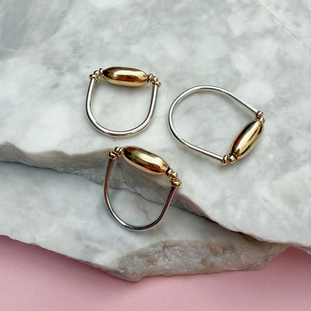 Gold Barrel Bead Ring