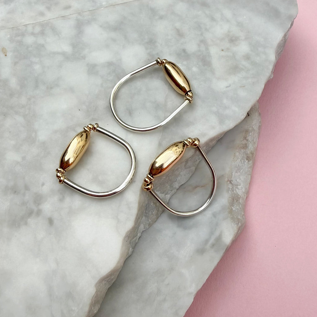 Gold Barrel Bead Ring