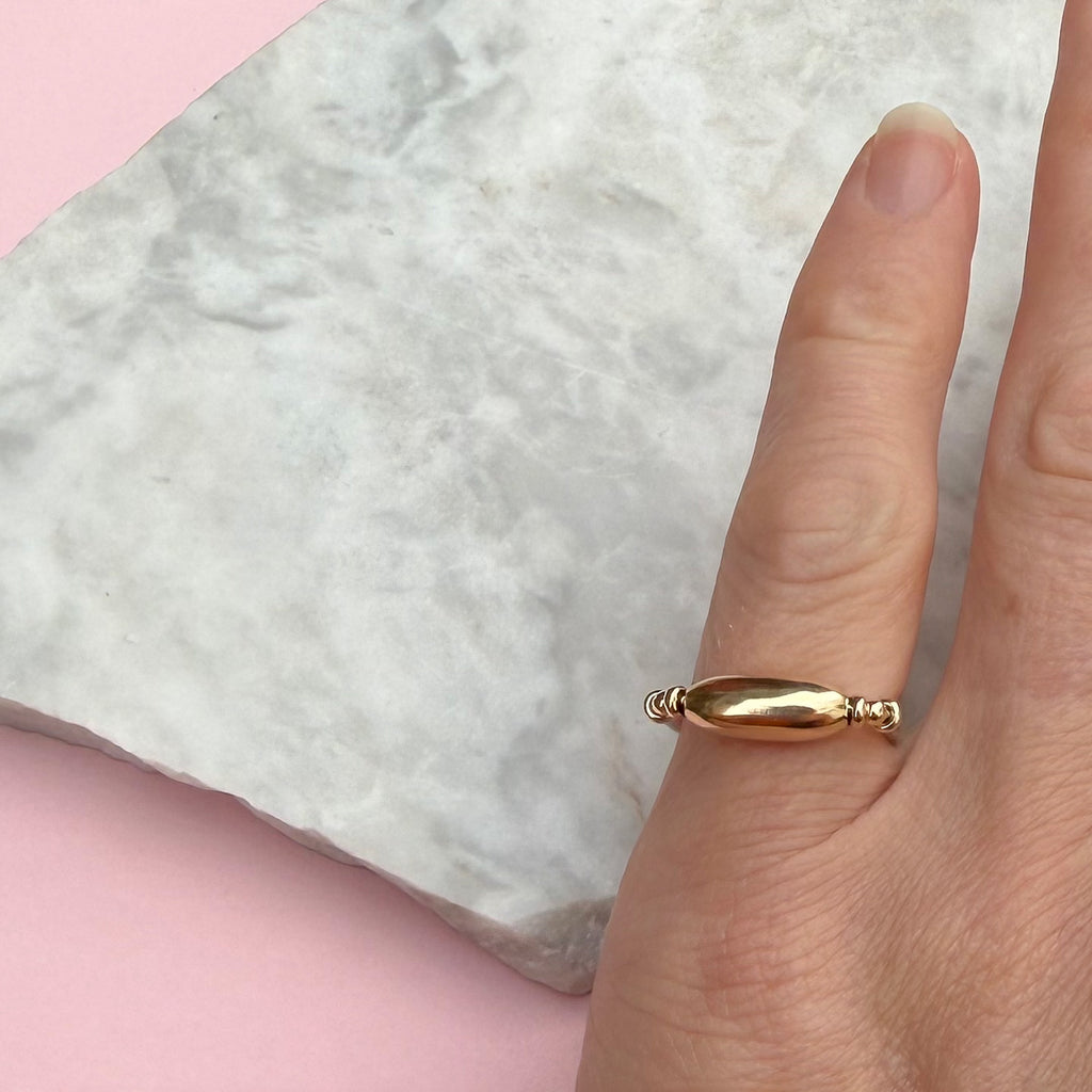 Gold Barrel Bead Ring