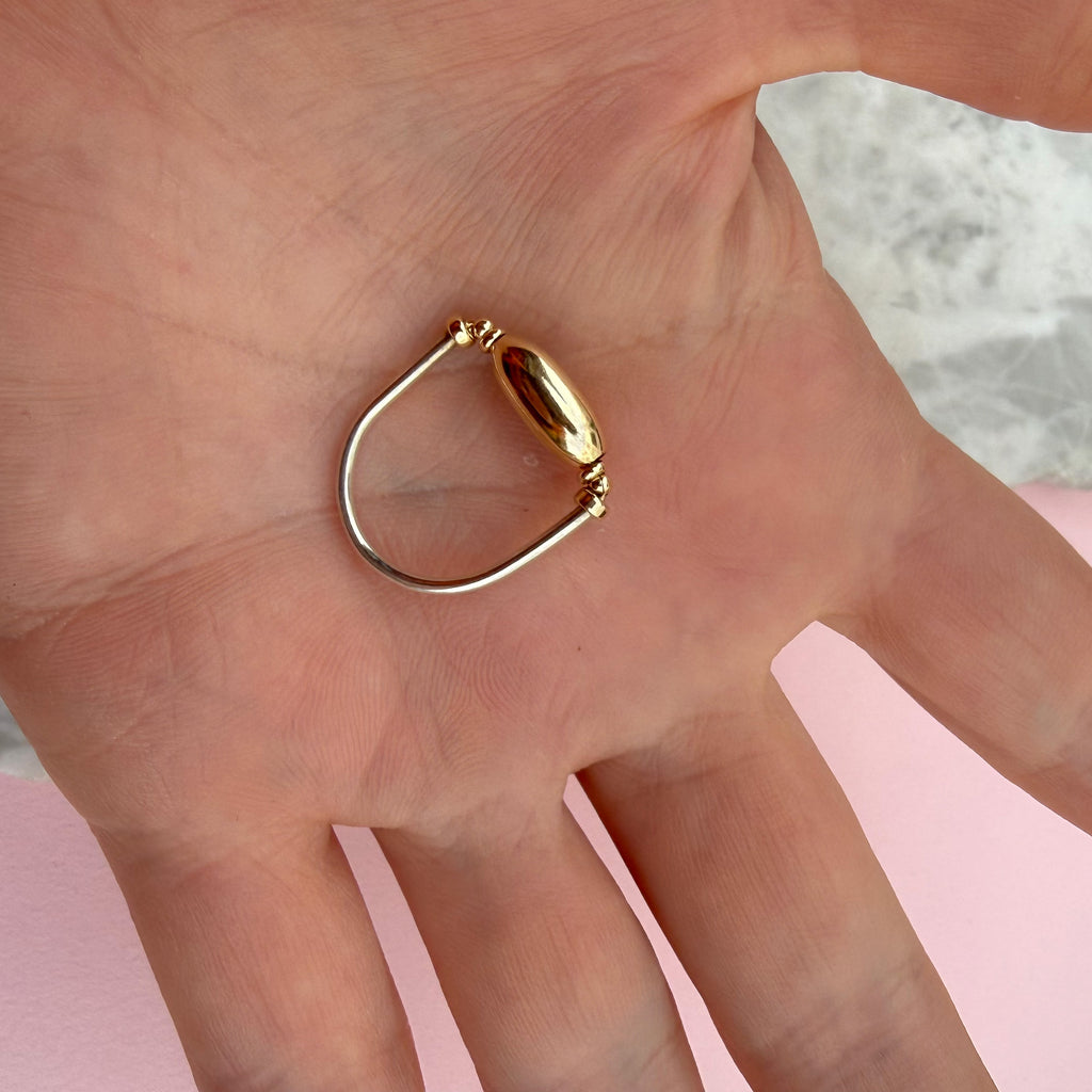 Gold Barrel Bead Ring