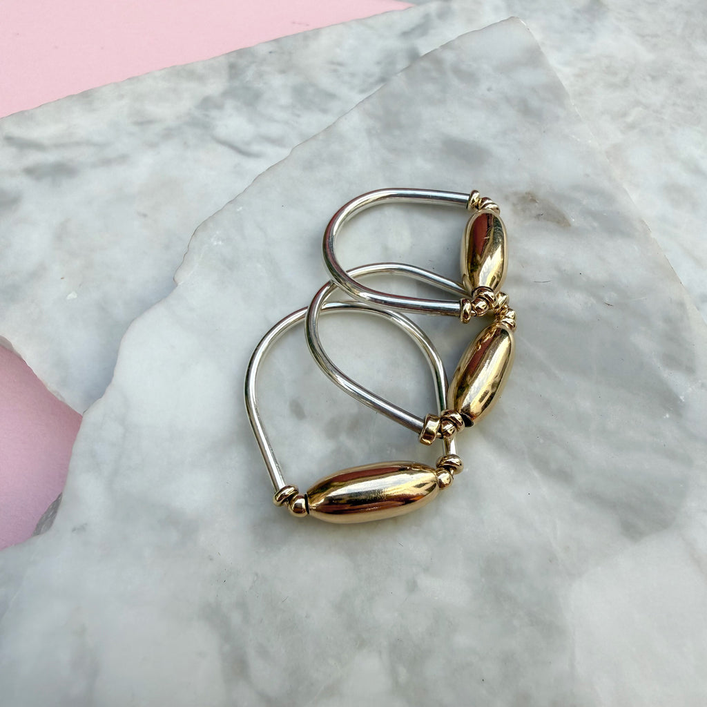 Gold Barrel Bead Ring