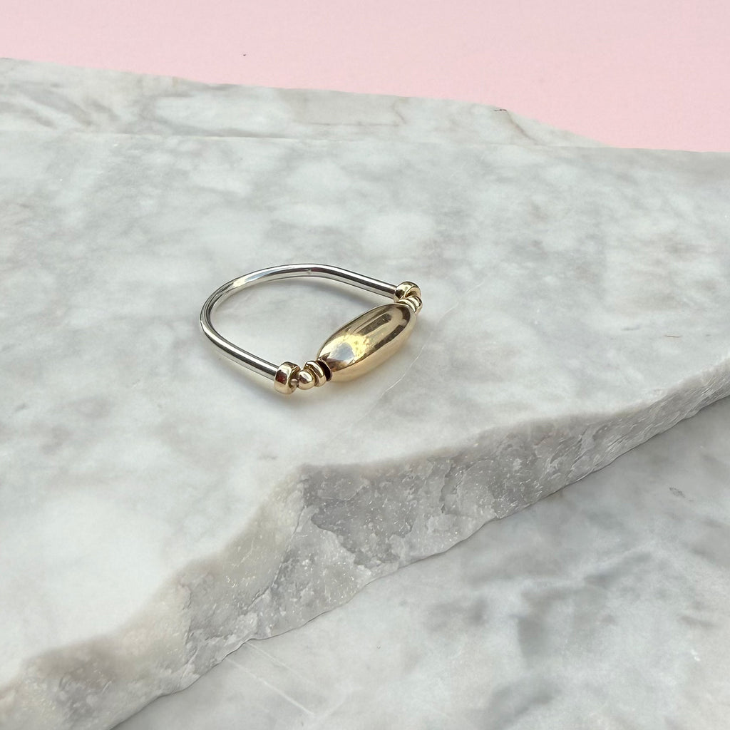 Gold Barrel Bead Ring