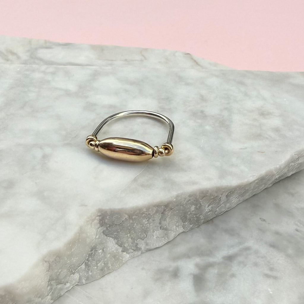 Gold Barrel Bead Ring