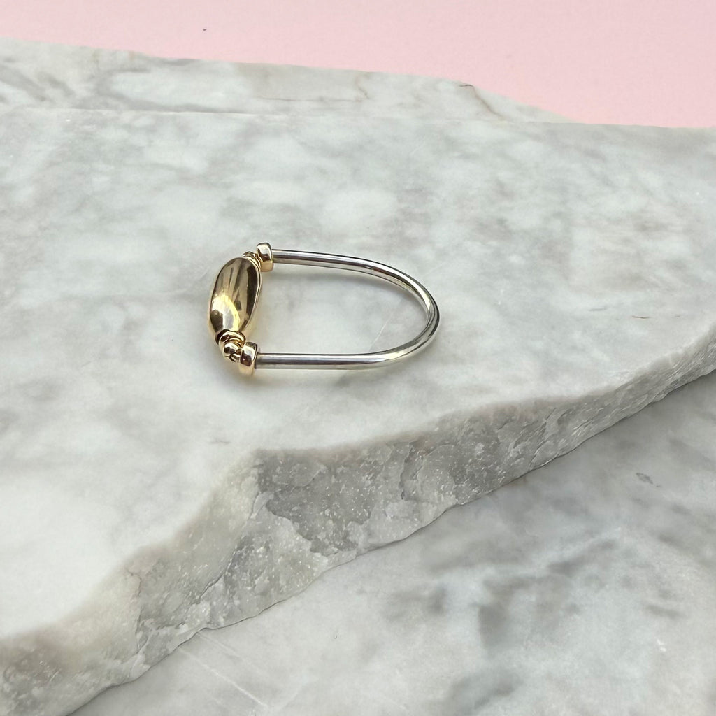 Gold Barrel Bead Ring