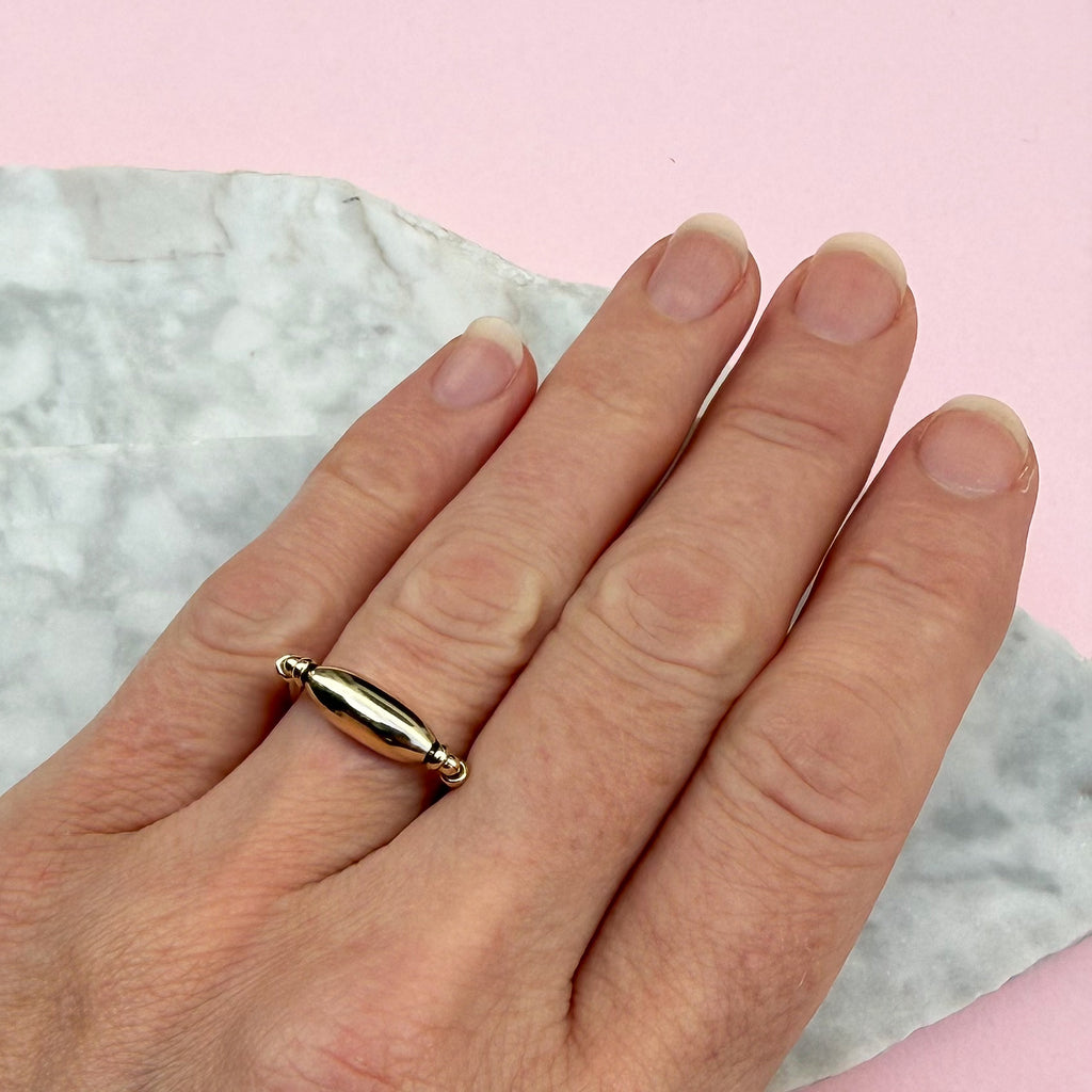 Gold Barrel Bead Ring