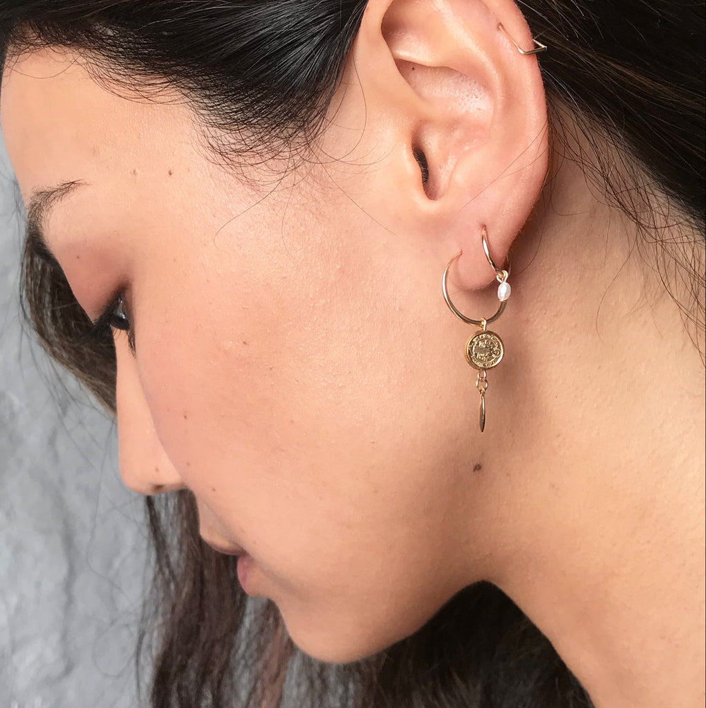 Medallion Charm Hoops