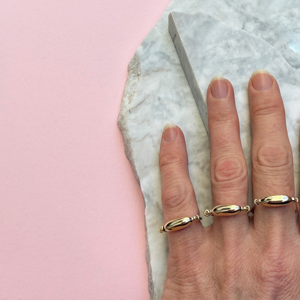 Gold Barrel Bead Ring