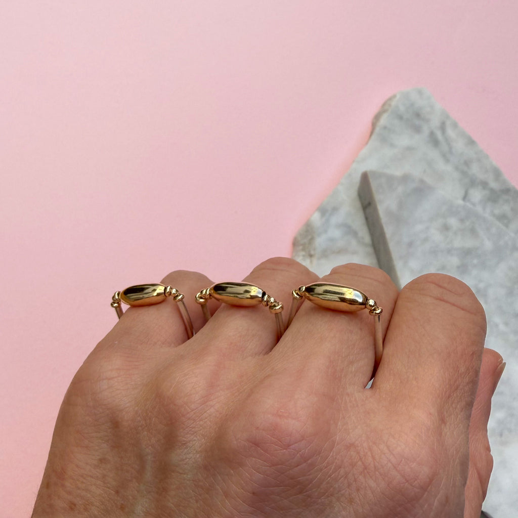 Gold Barrel Bead Ring