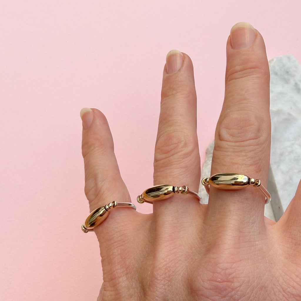 Gold Barrel Bead Ring
