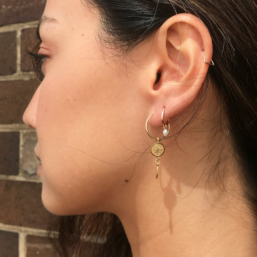 Medallion Charm Hoops