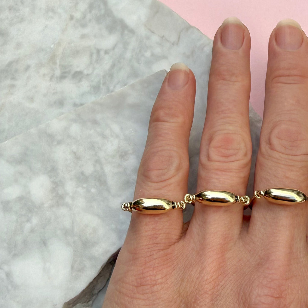 Gold Barrel Bead Ring