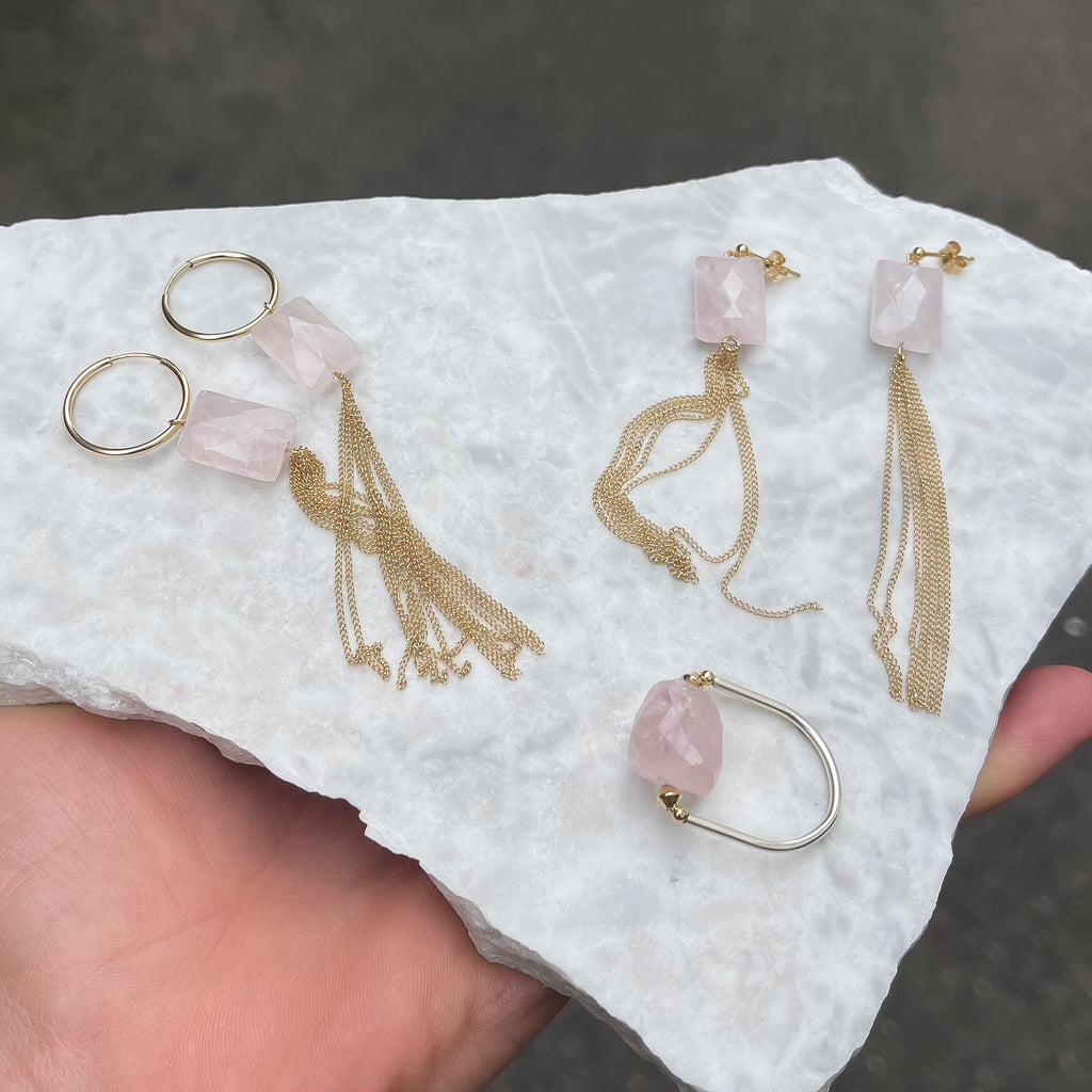 Rose quartz tassels