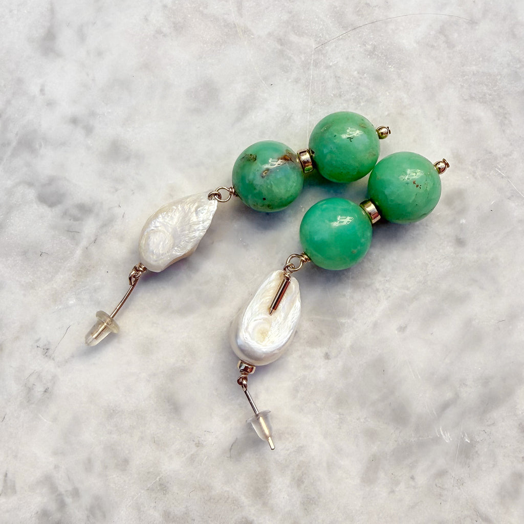 Chrysoprase & Pearl Drops