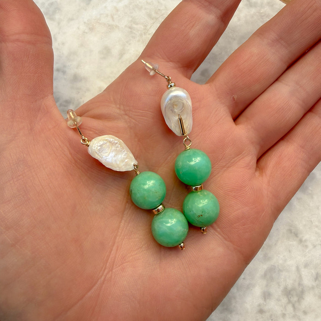 Chrysoprase & Pearl Drops