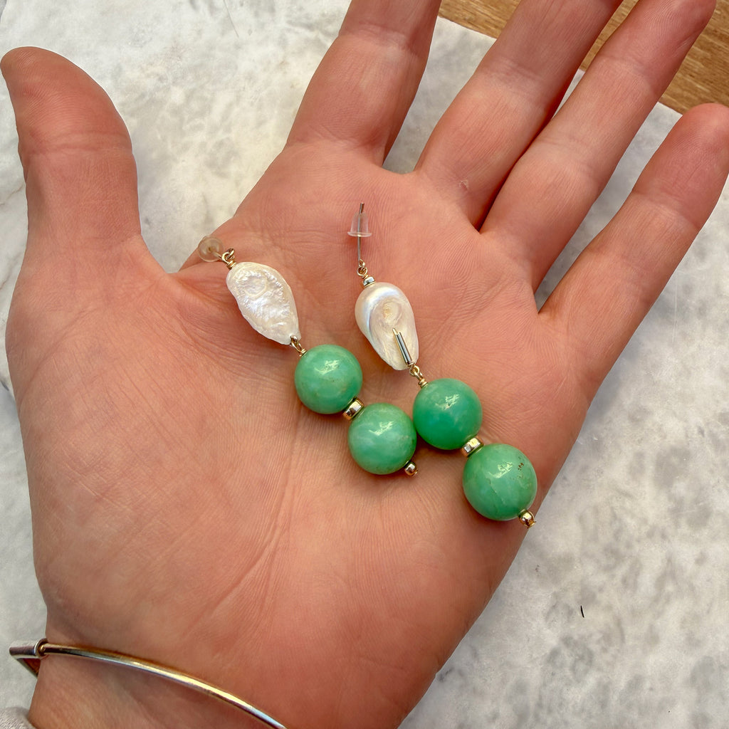 Chrysoprase & Pearl Drops