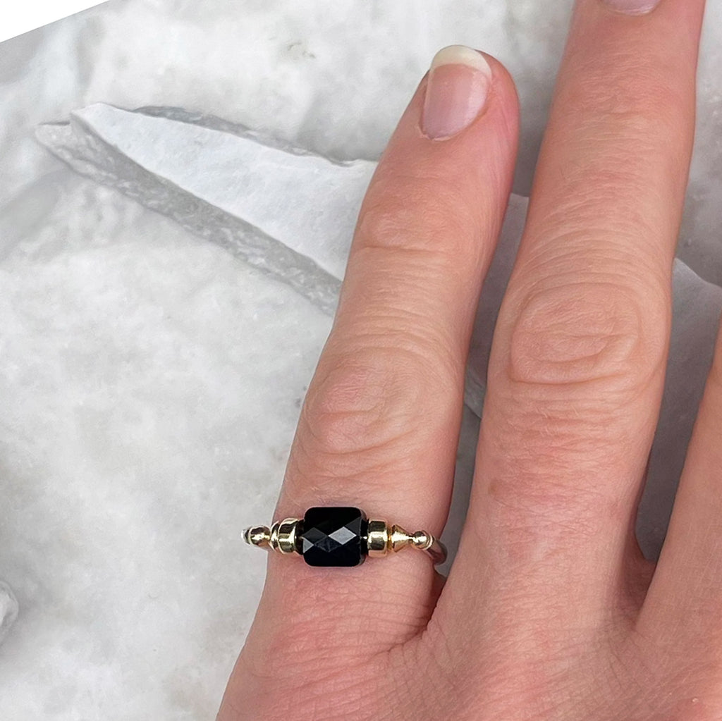 Black Crystal Pinky Ring