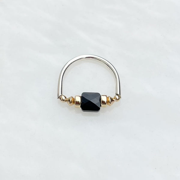 Amy Tamblyn Black Crystal Pinky Ring