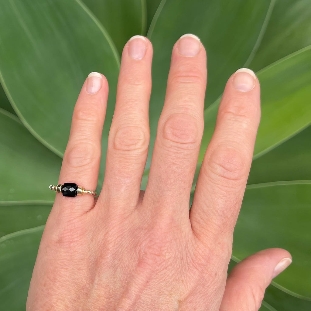 Black Crystal Pinky Ring