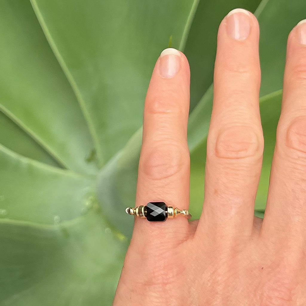 Black Crystal Pinky Ring