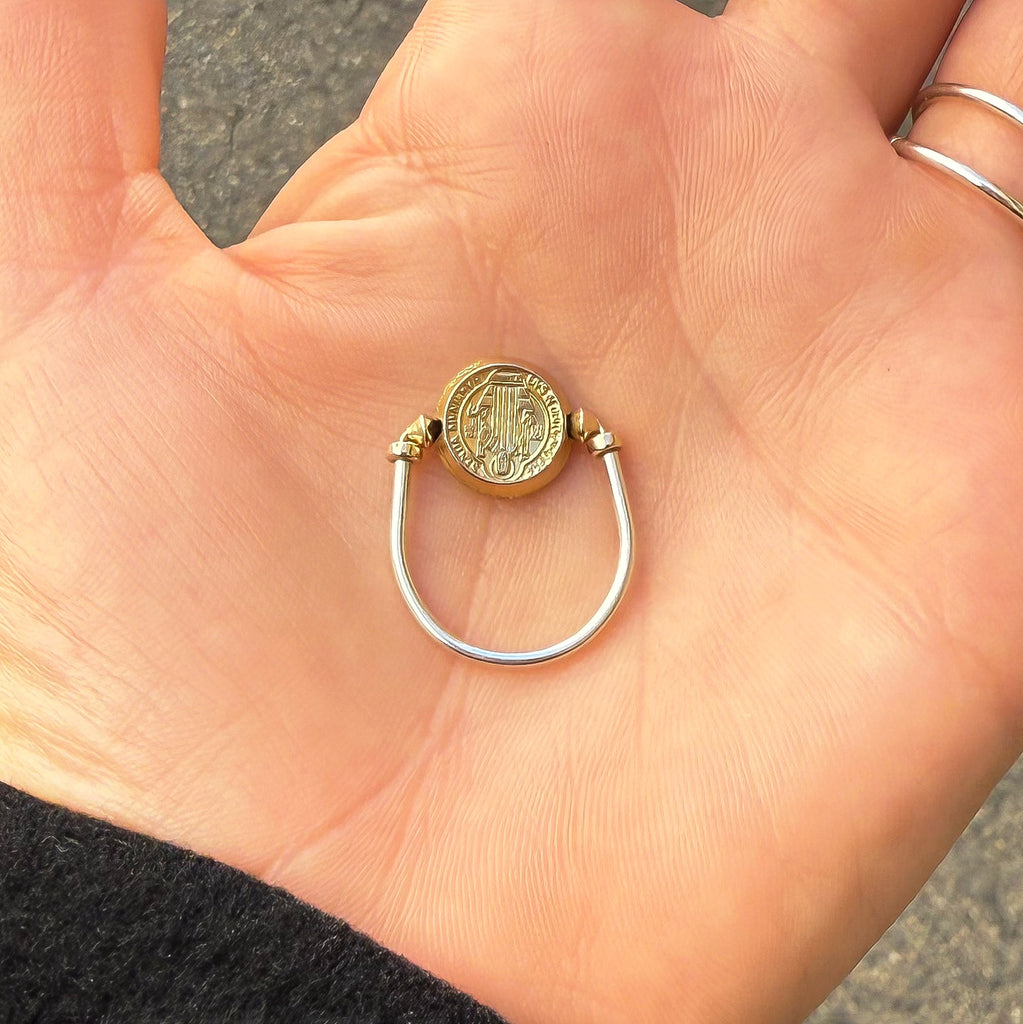 Gold coin swivel ring