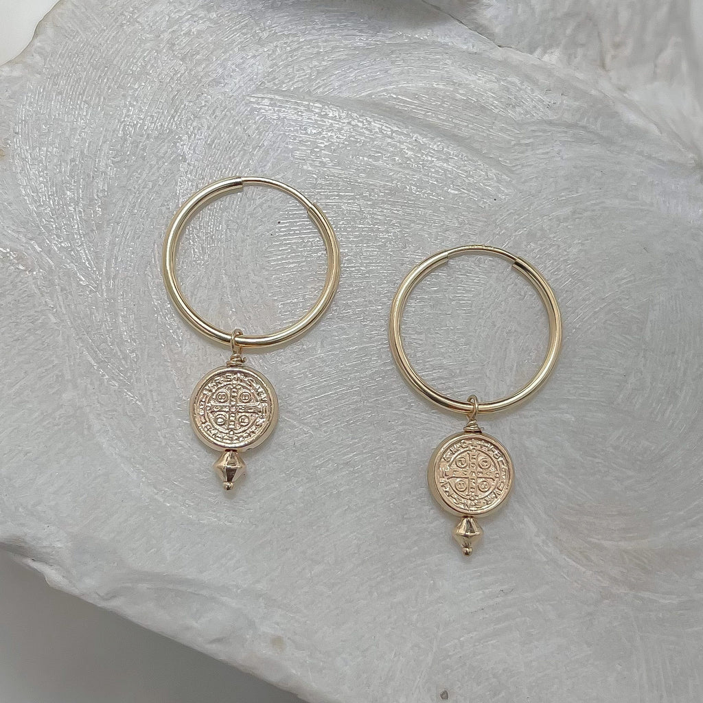 Medallion Charm Hoops