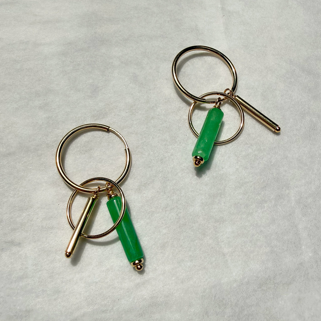 Jade Cluster Hoops