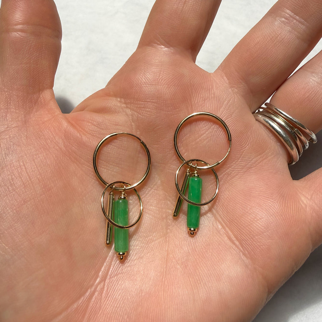 Jade Cluster Hoops
