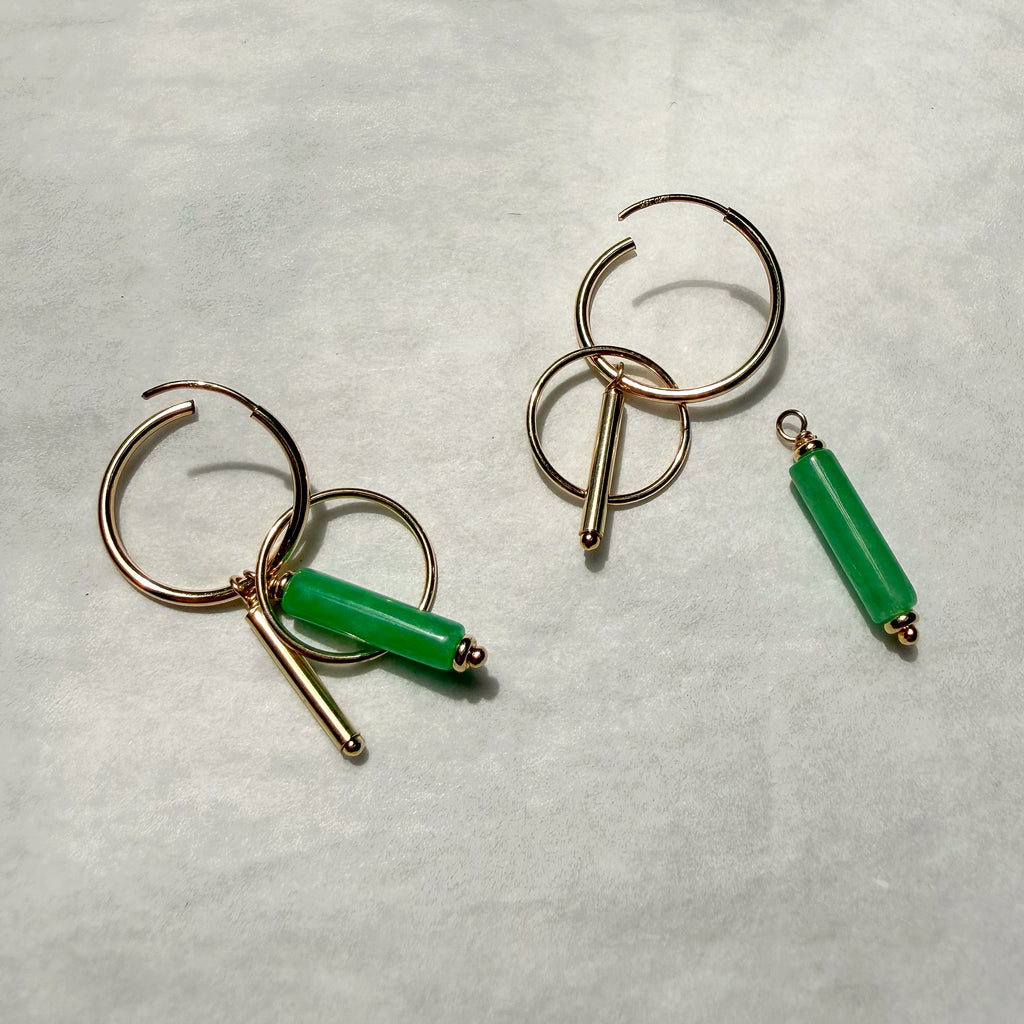 Jade Cluster Hoops