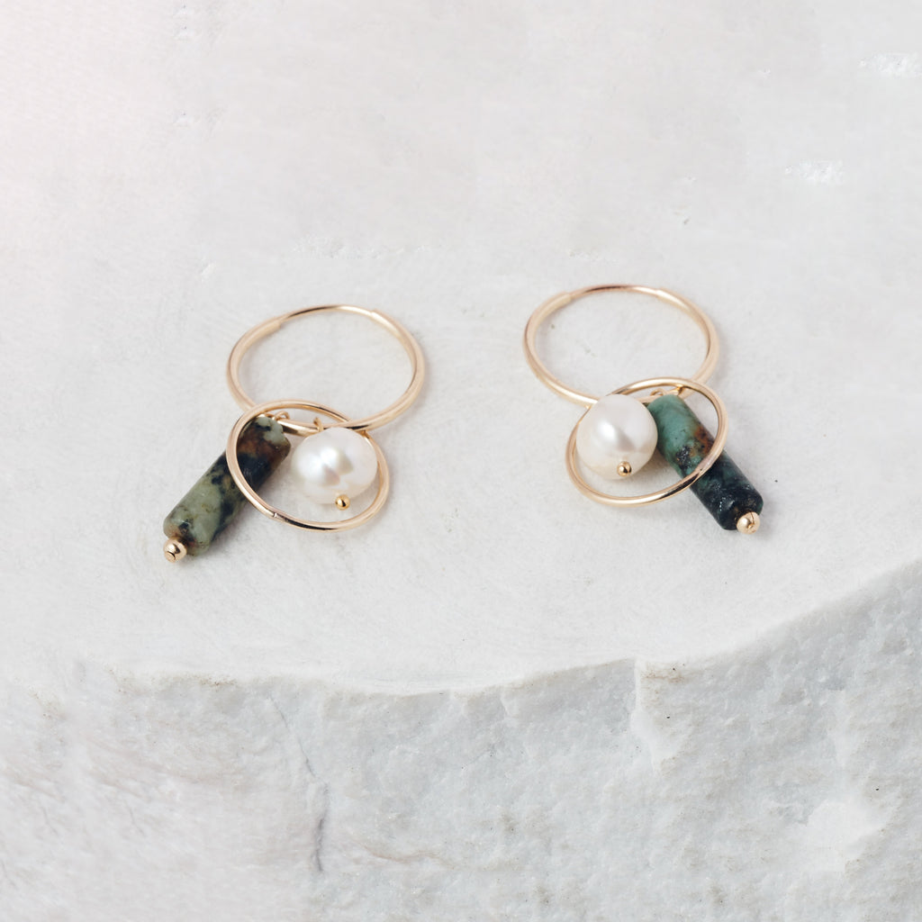 Pearl and Jasper Cluster Hoops