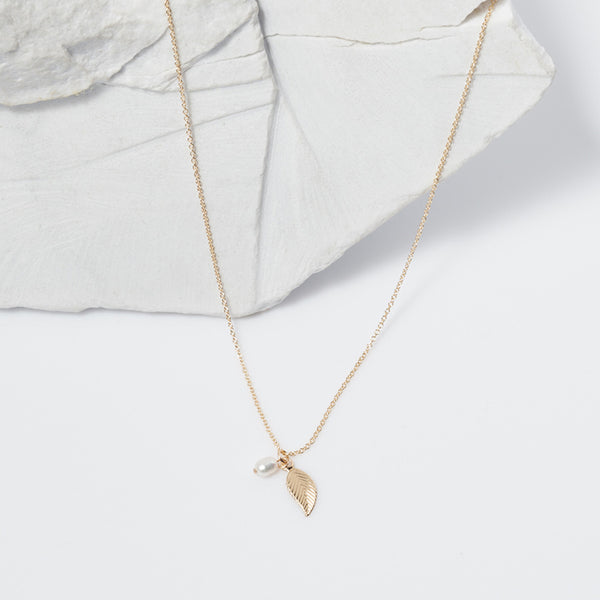 Amy Tamblyn Pearl and Leaf Charm