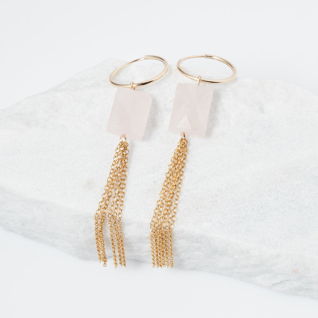 Rose quartz tassels