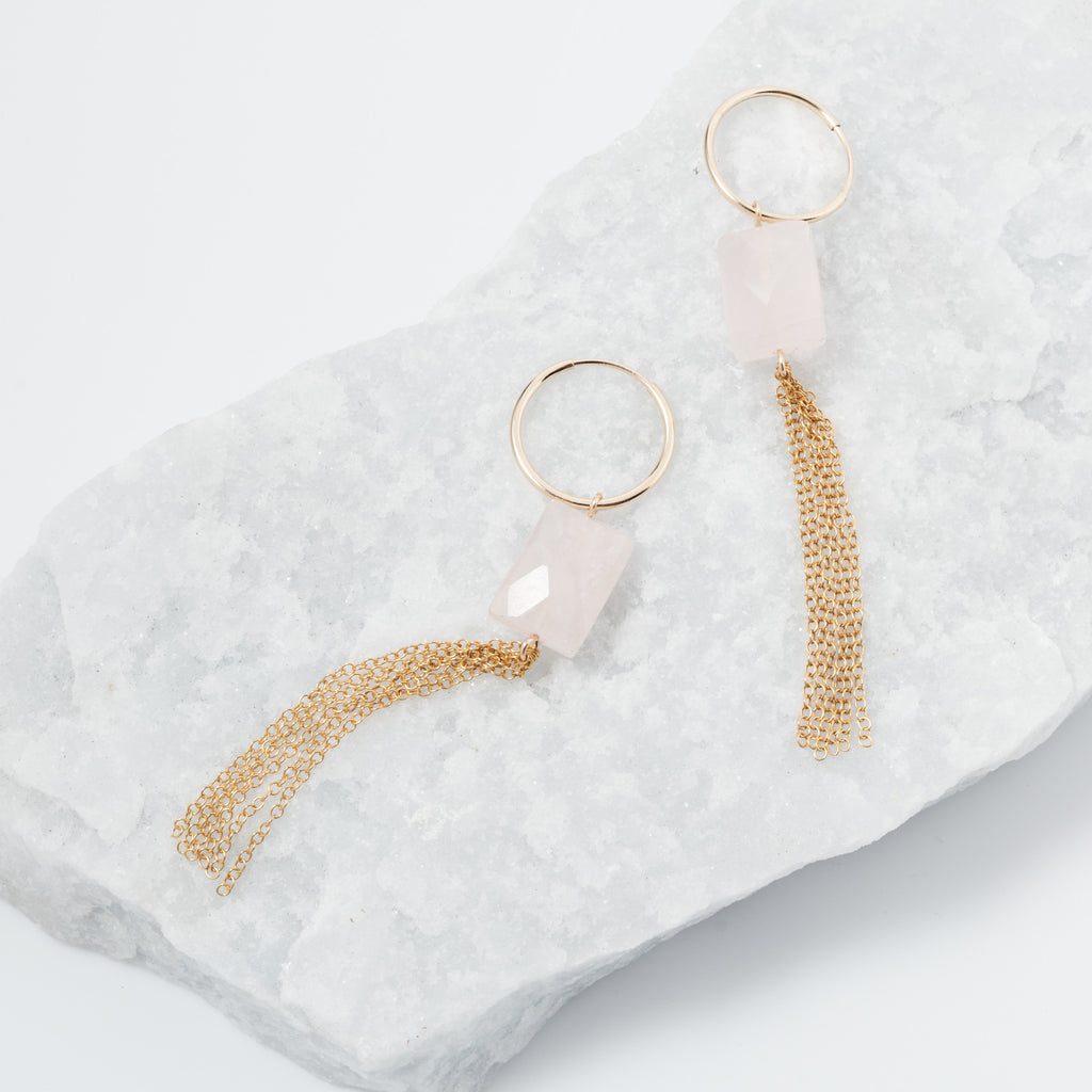 Rose quartz tassels