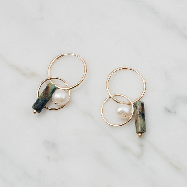 Amy Tamblyn Pearl and Jasper Cluster Hoops