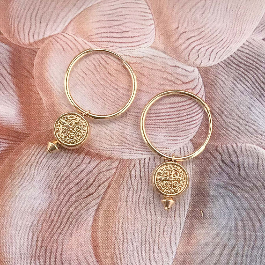 Medallion Charm Hoops