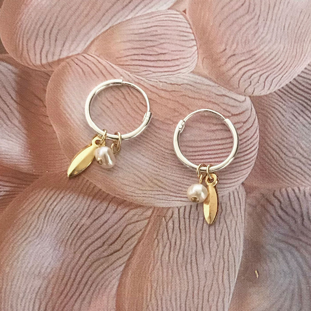 Rice Pearl & Marquise Charm Sleepers